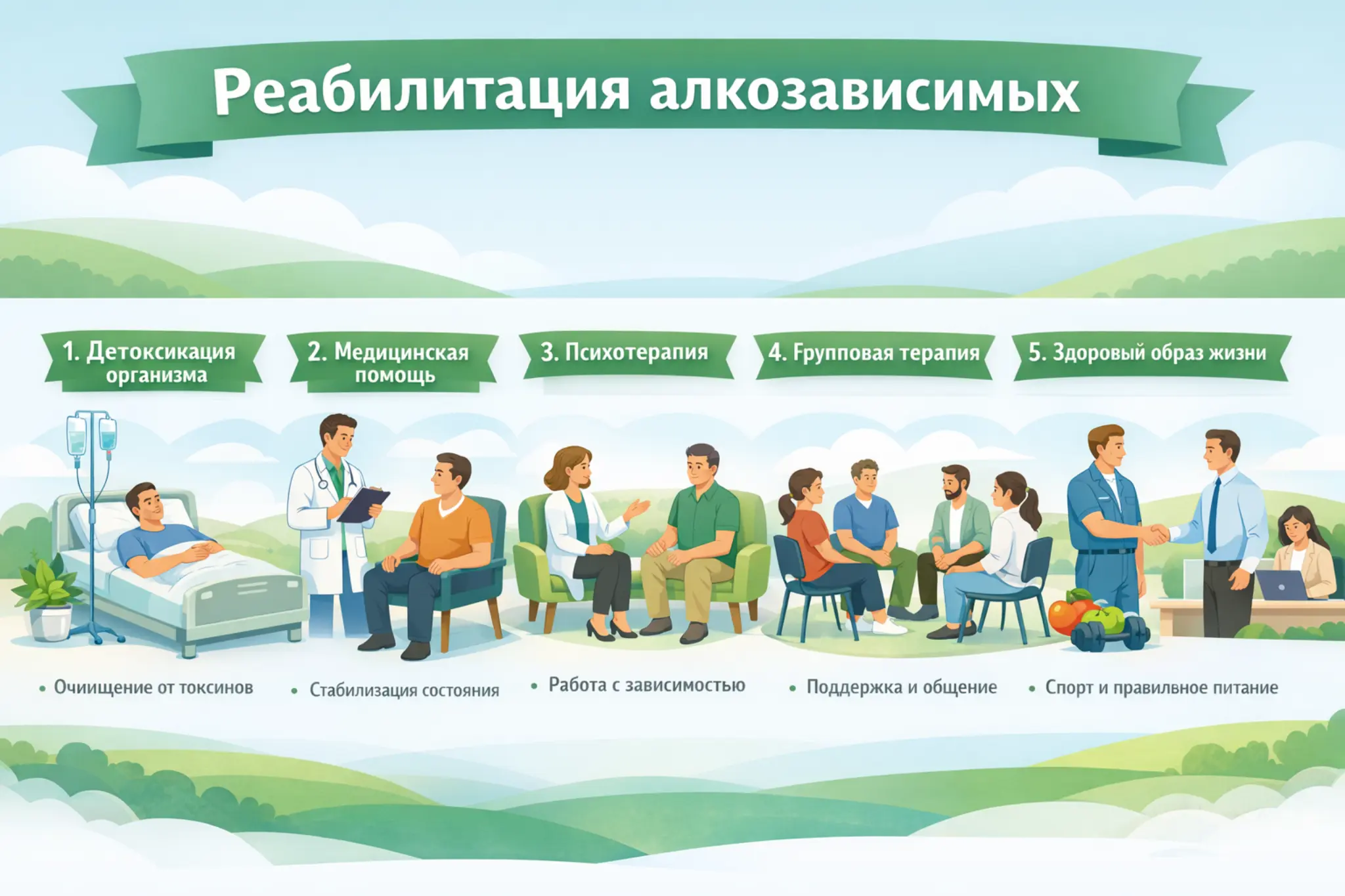 реабилитация зависимых в клинике Гармония